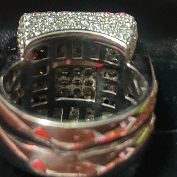 Magnificent 18kt white-Gold -Italian Gold With Diamonds and Pink Sapphire NEW - Picture 10 of 14